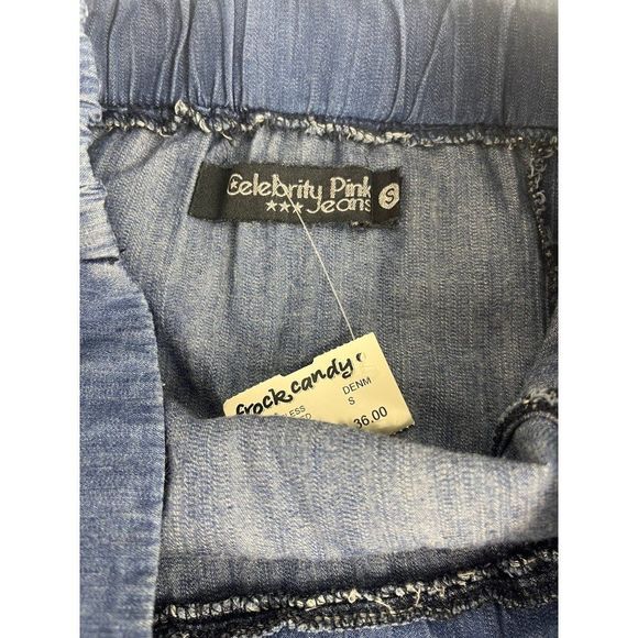 Celebrity Pink Jeans Denim Dress Womans Medium Strapless Belted Romper NWT - Picture 6 of 7